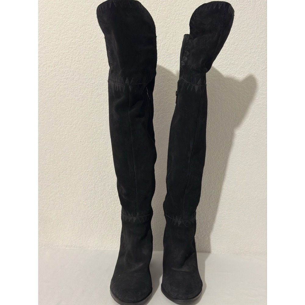 Coconuts By Matisse Moon Black Over Knee Boot Suede Embroidered Size 8.5 Boho